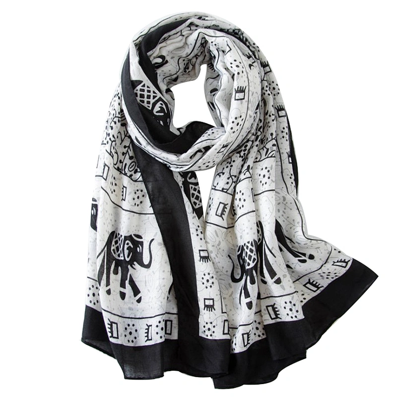 Autumn and winter elephant printed  oversized shawl versatile beach sunshade women's scarf