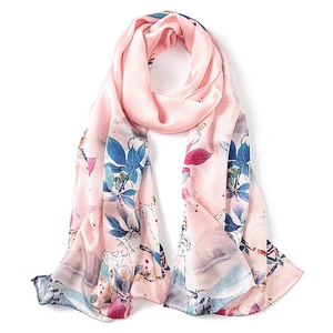 Wholesale 2019 hot sale high quality soft Chinese shawl women custom print long silk scarf