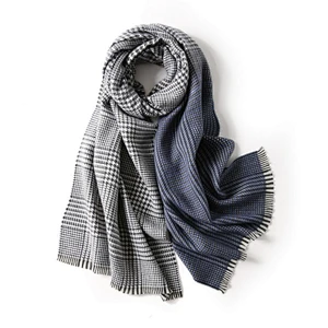 Cashmere small plaid scarf lady contrast color checked scarf