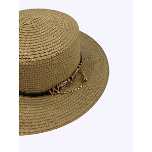 2019 New Style Characteristic Straw Flat Hat Metal Letters Cap