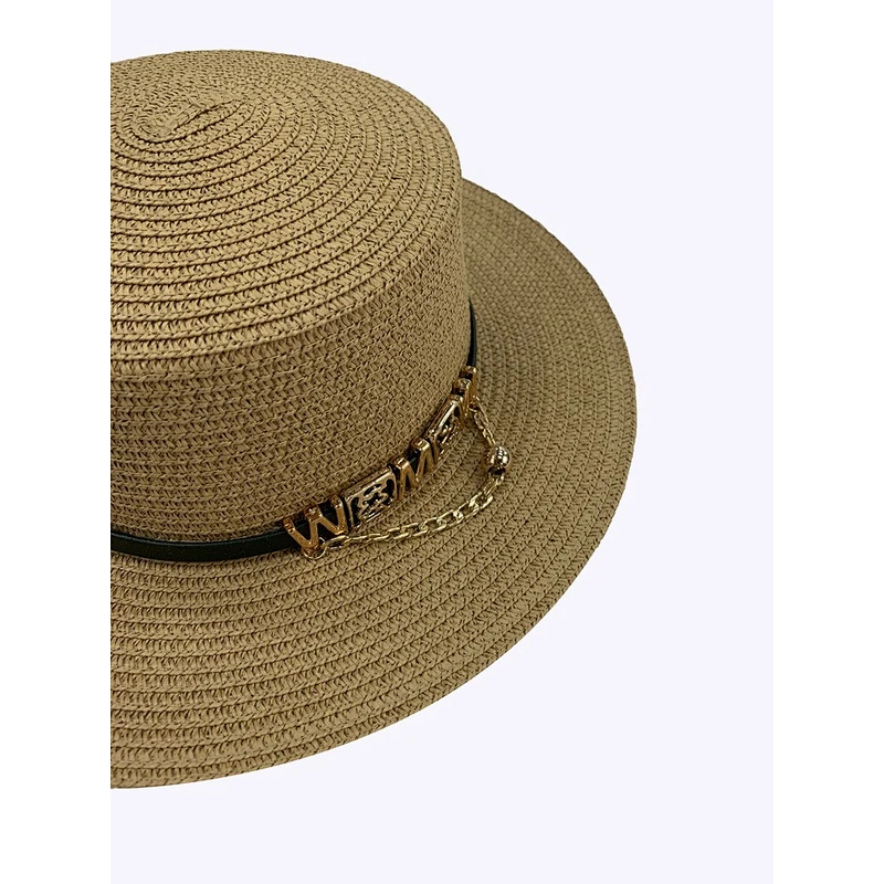 2019 New Style Characteristic Straw Flat Hat Metal Letters Cap