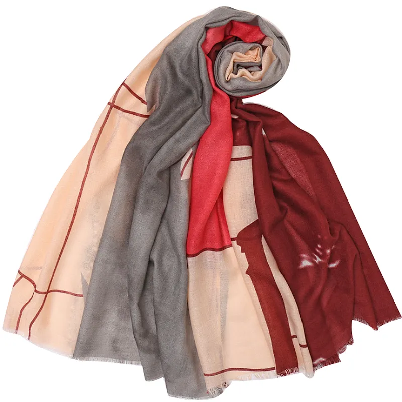 Printed Muslim headscarf abstract printed cotton and linen  scarf