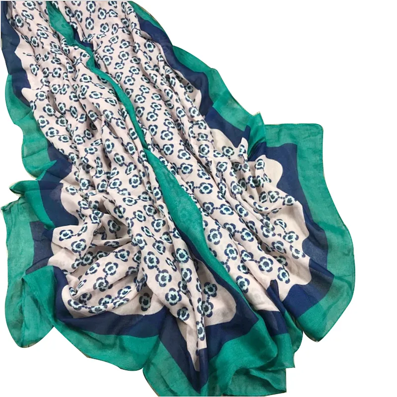 Sunflower tricolor border positioning printed scarf travel holiday shawl