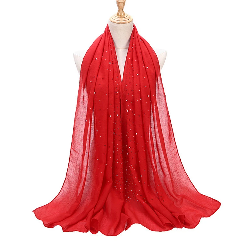 Wholesale high quality muslim ladies pearl hijab scarf women cotton hijab