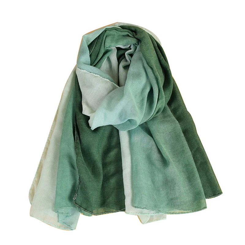 2019 Muslim women hijab scarf new design cotton linen gradient color scarf