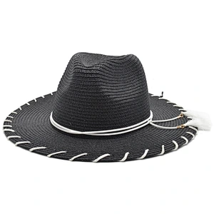 raffia straw fedora hat with flower and leaf decoration wholesale straw hats