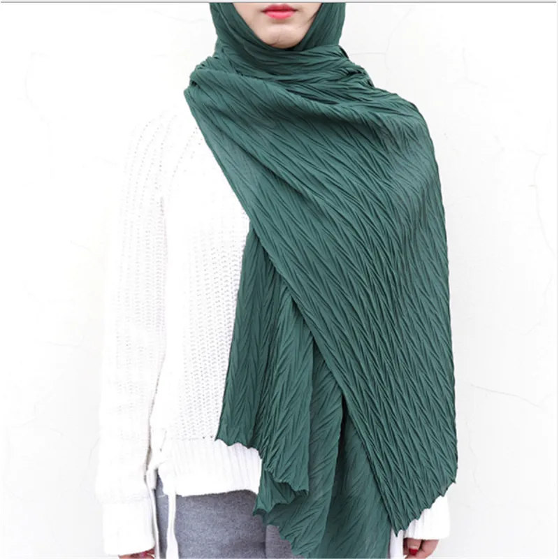 Hot products popular monochrome scarf hijab Muslim chiffon crinkle scarf for women