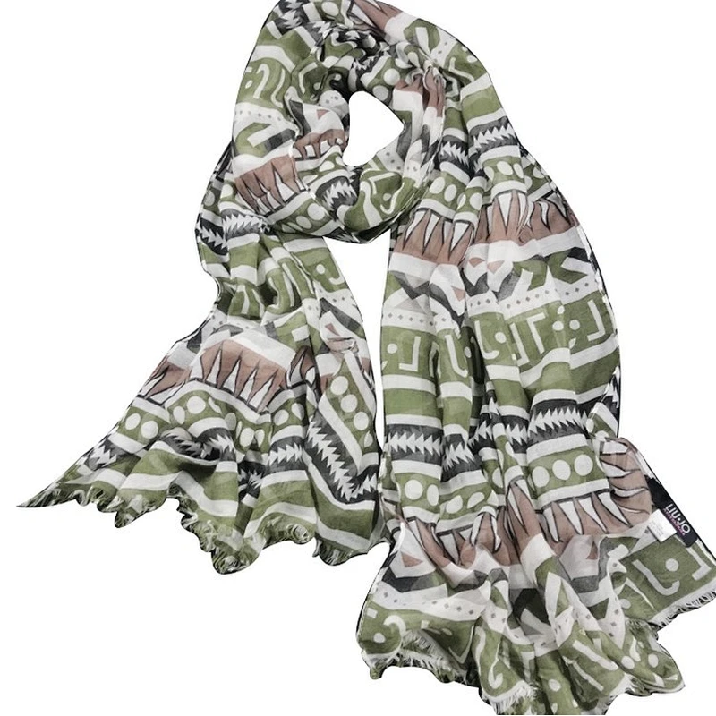 Geometric pattern of wave point  silk  scarf