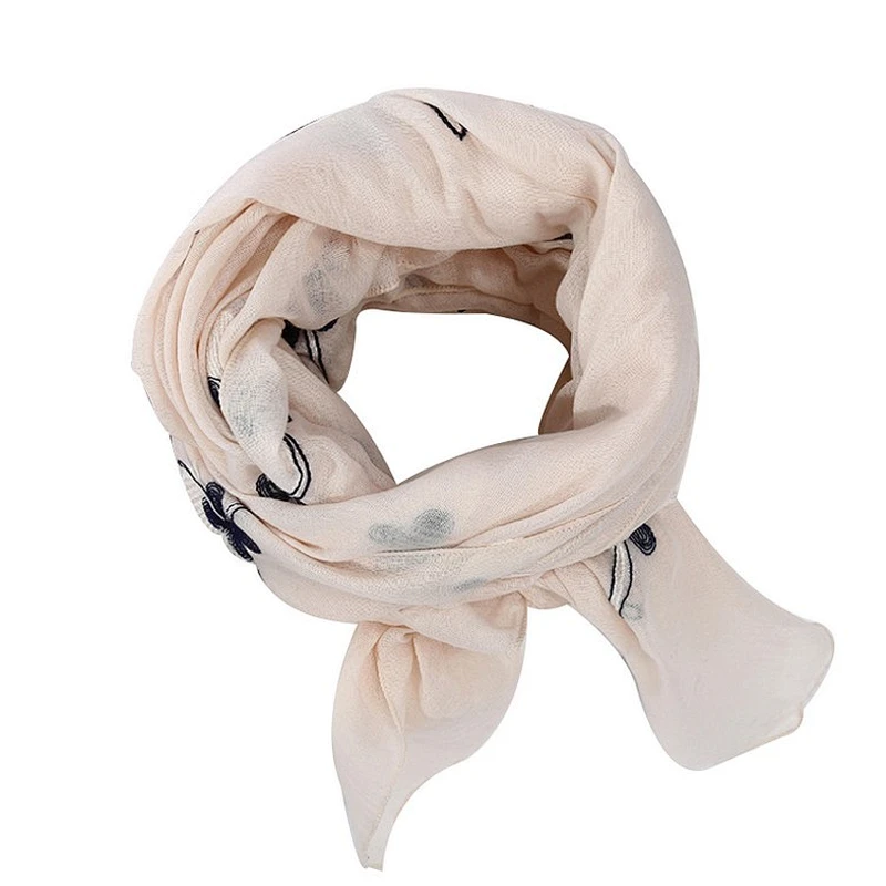 Fashionable embroider balloon shawl lovely  cotton hemp embroider scarf shawl