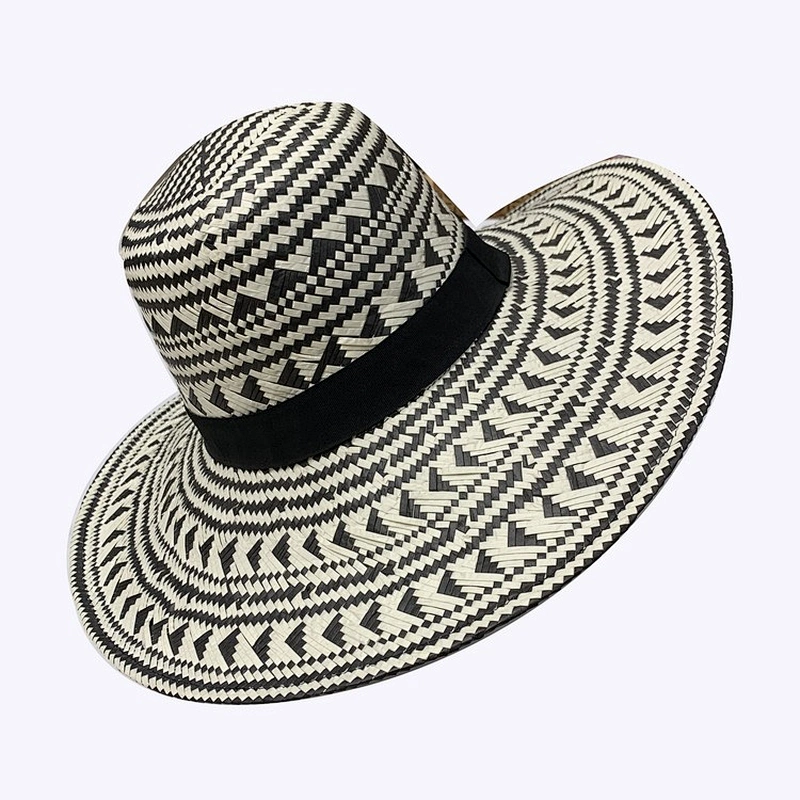 New Style Black And White Geometric Patterns Straw Hat Fashion Beach Hat