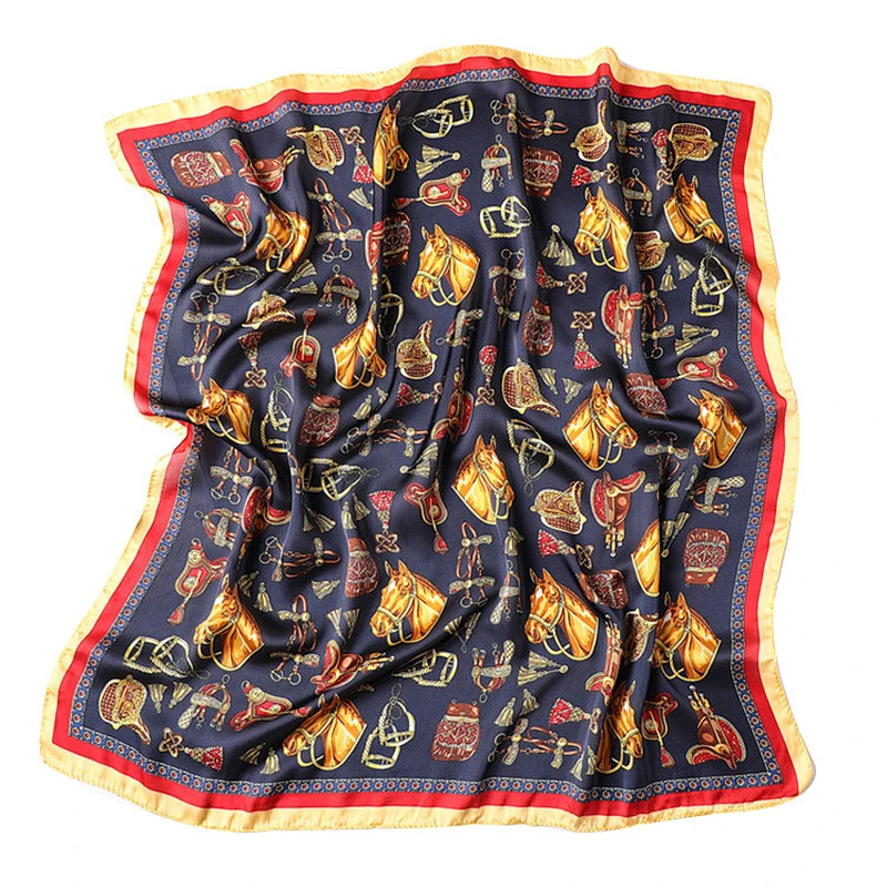 2019 New arrival luxury ladies silk scarf decorative scarf square printed satin hijab