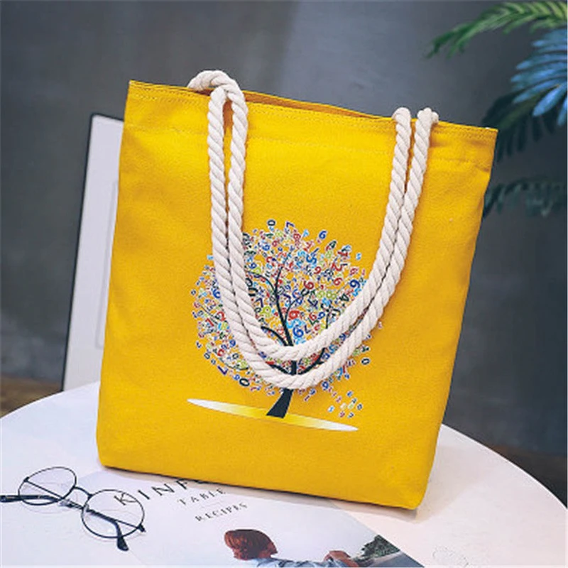 Custom Printed Ladies Shoulder Bag Canvas Woman Tote Handbags