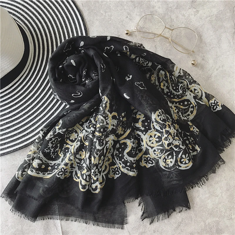 Muslim embroidery scarf pashmina shawls 45% silk 55% pashmina wolf embroidery designs mens crinkle scarf