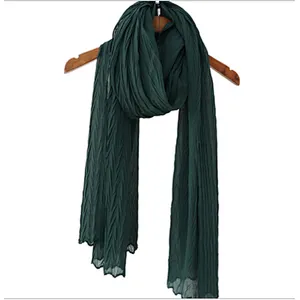 Hot products popular monochrome scarf hijab Muslim chiffon crinkle scarf for women