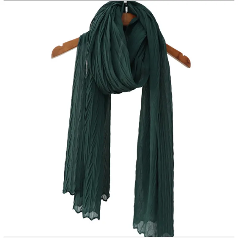 Hot products popular monochrome scarf hijab Muslim chiffon crinkle scarf for women