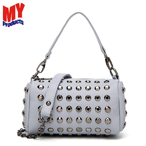 New Women Fashion Shoulder Bag Lady Black Rivet Leather Handbag