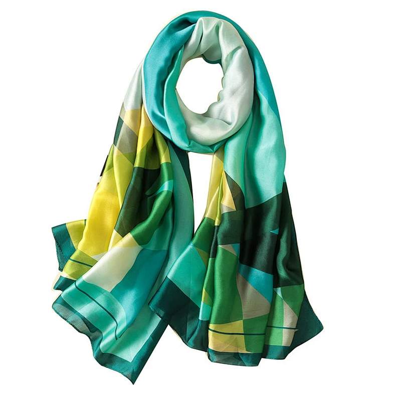Hot sale summer multicolor women fashion scarves custom printed silk scarf