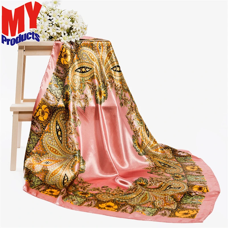 Wholesale new design muslim woman hijab scarf turkey square satin silk scarf
