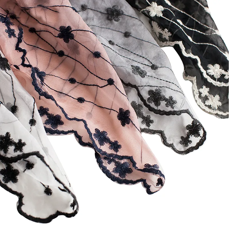 Leisure style embroidery sunshade shawl  beach towel silk scarves