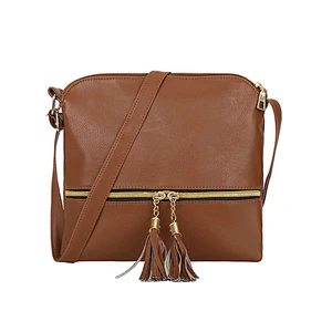 High quality woman shoulder bag tassel zipper pocket ladies crossbody bag fashionable pu leather crossbody bags wholesale