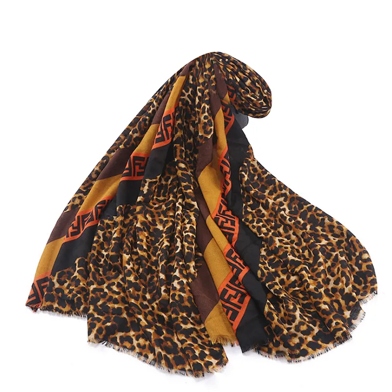 New fashion twill leopard print oversized scarf for woman