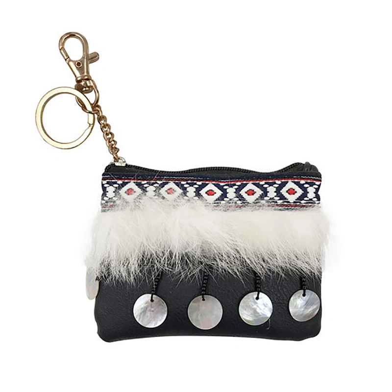 New Sling Sequins Leather Coin Wallet Women Key Chain Coin Purse