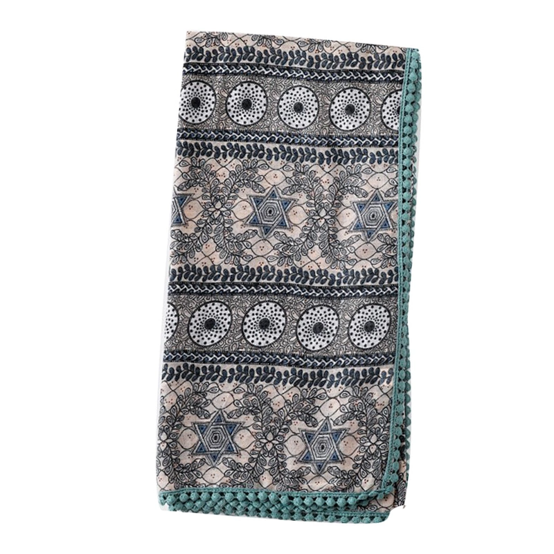 Spring and autumn national geometric collision color  tourism tassel beach towel scarf