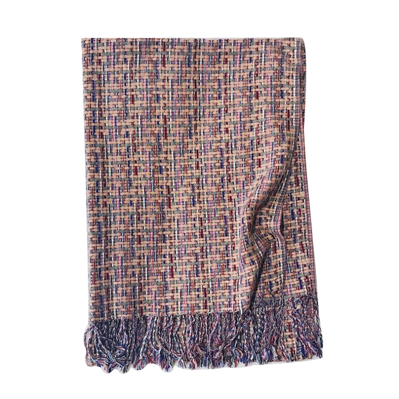 Fashion versatile woven shawl ethnic style  small check scarf