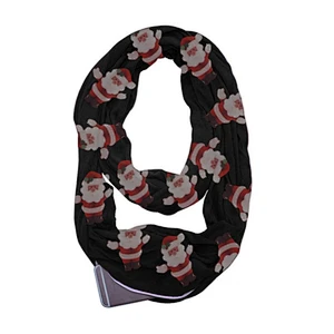 Christmas  Santa Claus printed unlimited neck storage zipper pocket scarf