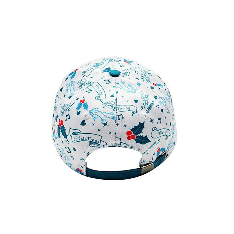 Wholesale promotional blue christmas hat elk printed baseball caps custom running sport cap