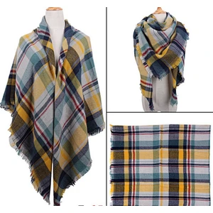 Cashmere large square towel blended color plaid skin-friendly scarf women winter warm versatile shawl