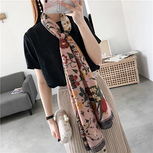 Wholesale custom printed floral 100% silk muslim scarf shawl for women