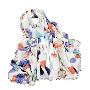 Women's cotton scarf neck fashionable printing floral country style lightweight scarves for ladies and girls