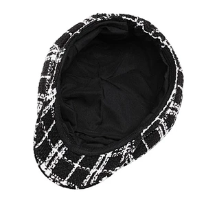 Plaid Beret Lady's Autumn and Winter Hat Wild Fashion Tide Octagon Hat
