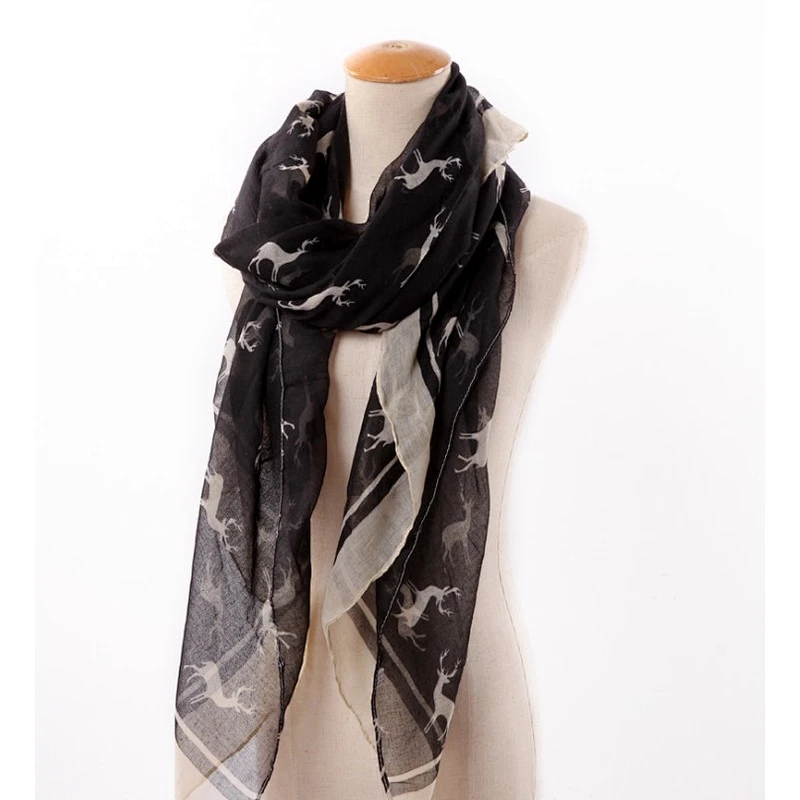 New christmas deer printed animal scarf sunscreen beach woman's shawl scarf