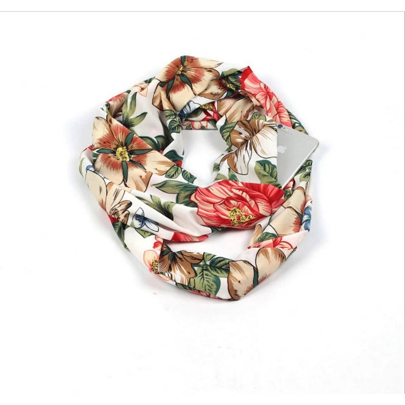 New autumn/winter scarf storage  pocket zipper cover neck print invisible zipper scarf