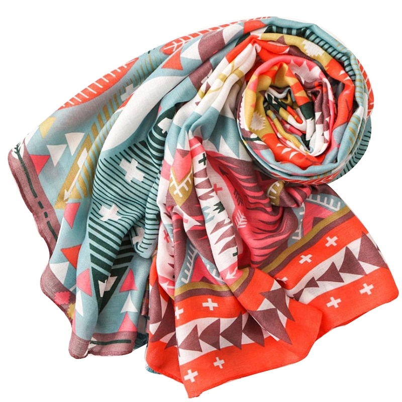 Spring and summer new Korean version color geometric diamond colorful shawl scarf