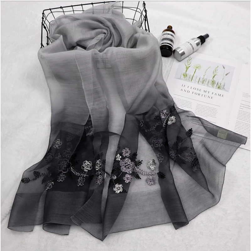 Scarf for Women pure  silk fashion embroidered