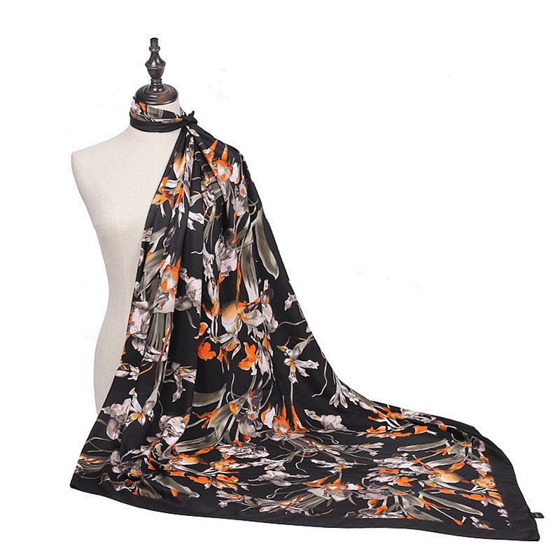 Wholesale Low MOQ Custom Unique Design Digital Printed Square Silk Scarf