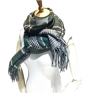 Autumn and winter women's check scarf warm and thickened shawl