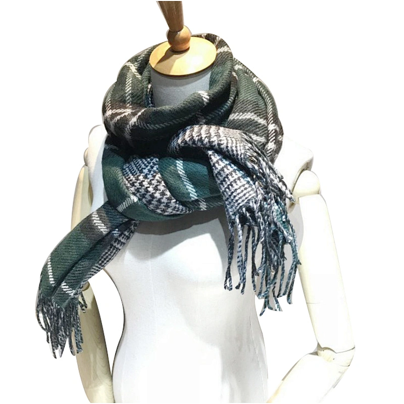 Autumn and winter women's check scarf warm and thickened shawl