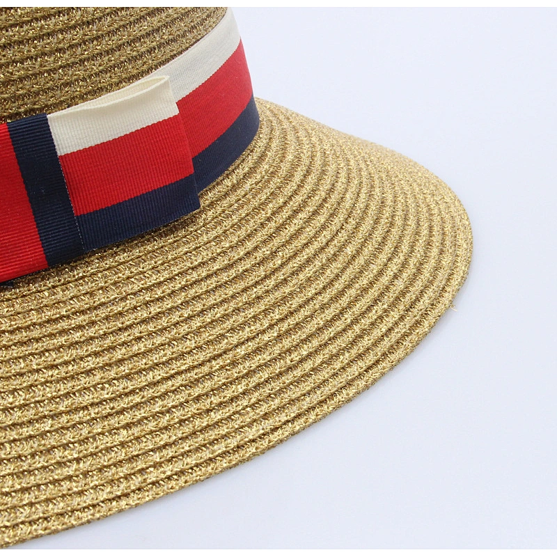 wholesale alibaba sombrero de paja Chapeau de paille fashion floppy paper straw hat with butterfly knot