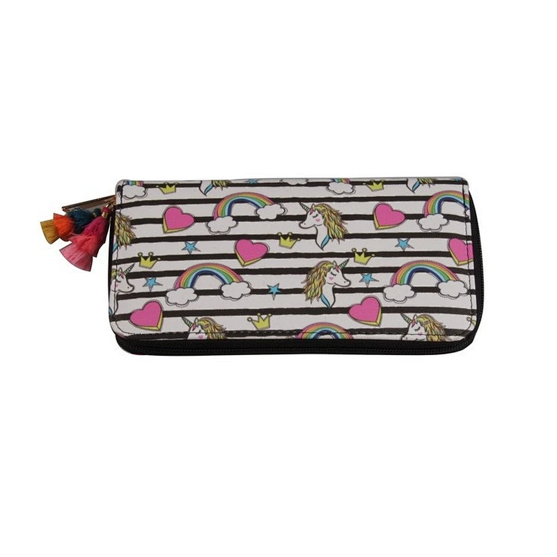 China Wholesale Custom Print Zipper Around Wallet Leather Woman