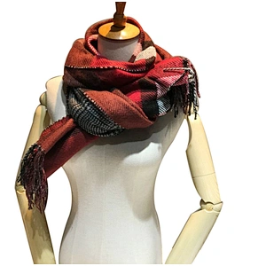 Autumn and winter women's check scarf warm and thickened shawl