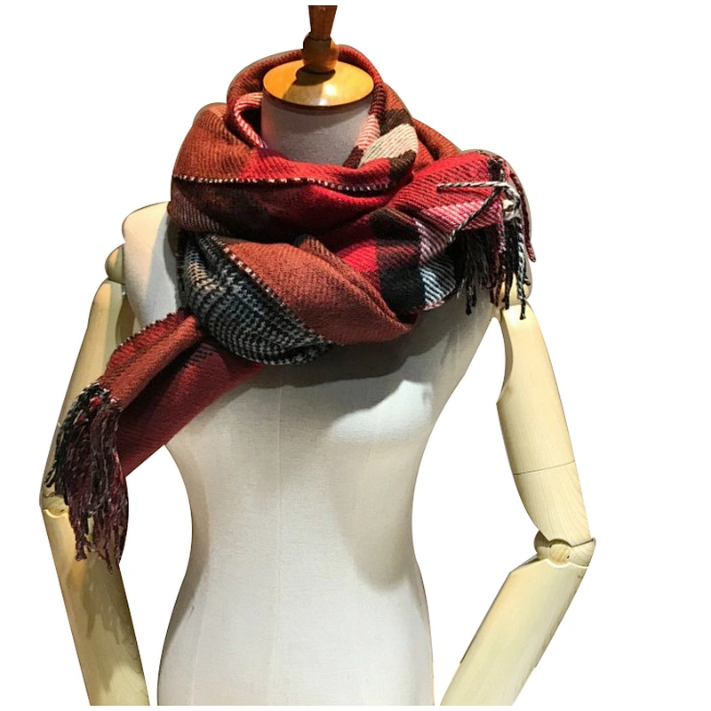 Autumn and winter women's check scarf warm and thickened shawl