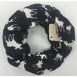 Christmas cute moose print zipper pocket scarf