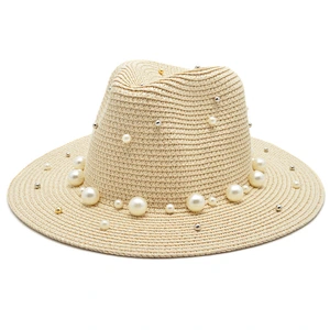 high quality panama style paper straw hat skimmer boater straw hat women woven sun hats