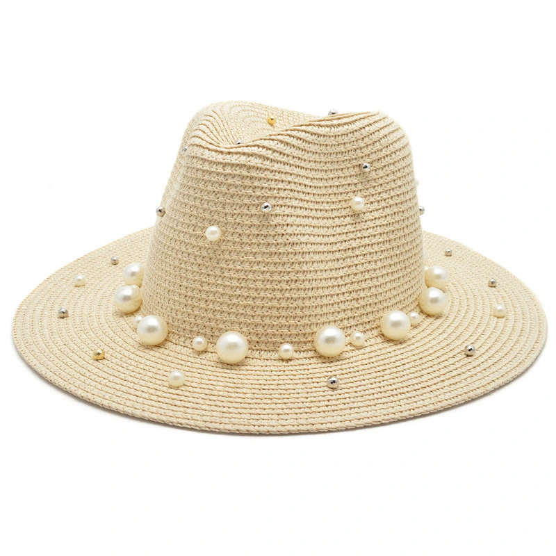 high quality panama style paper straw hat skimmer boater straw hat women woven sun hats