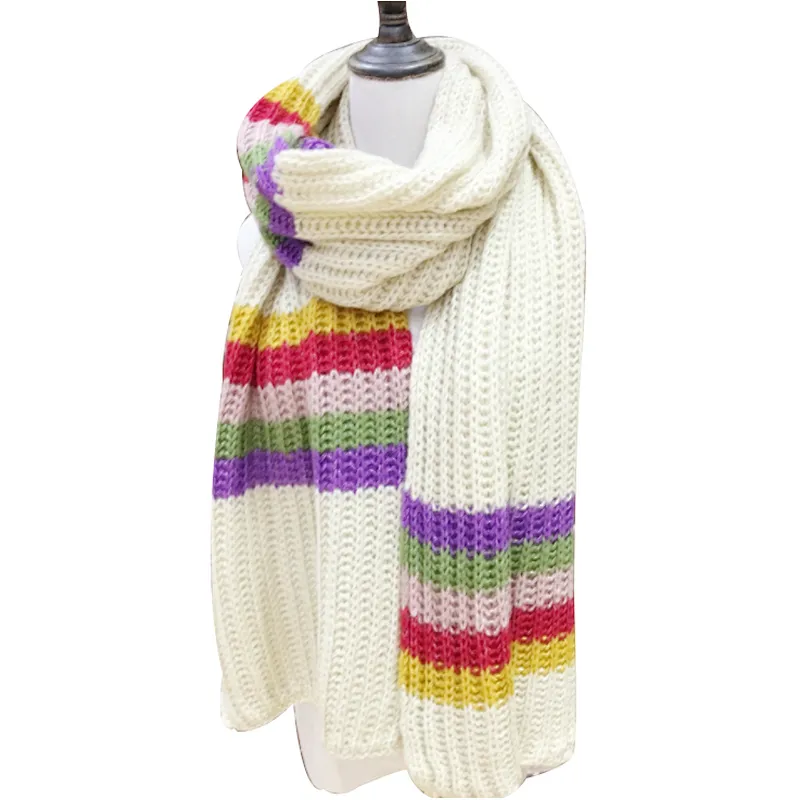New style rainbow scarf thickened student warm scarf