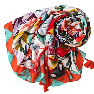 Ethnic new cotton and linen scarf female creative matching color shawl travel sunshade scarf